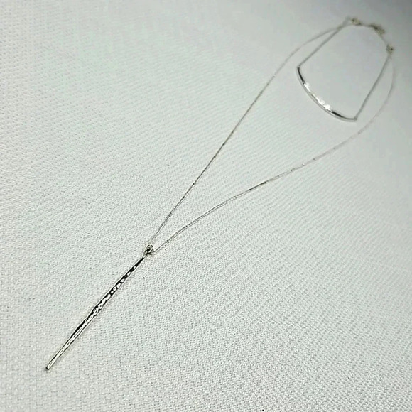 NIB - Retired Stella & Dot Kari Layered Necklace Silver Delicate Versatile - Picture 5 of 14